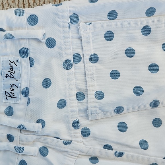 Women's White and Blue Polka Dot Shorts, Size 7 - Picture 5 of 6